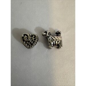 Dog Charm and Heart Charm Beads For European‎ Style Charm Bracelet Silver Tone